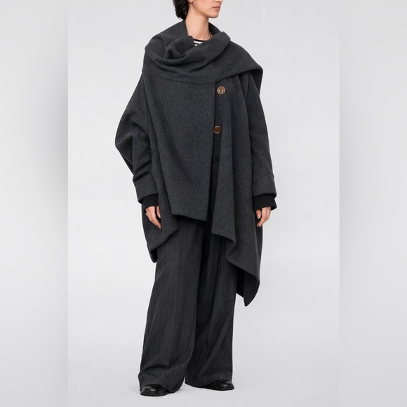 Vivienne Westwood Jackets & Blazers - Vivienne Westwood Red Label Asymmetric Draped Wool Scarf Coat Gray Sz M